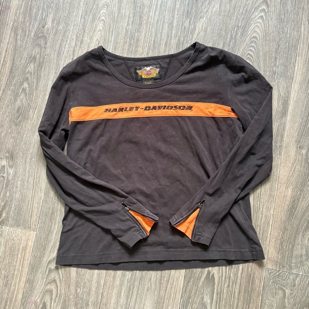 VTG 90’s Harley Davidson long sleeve zipper cuffed shirt